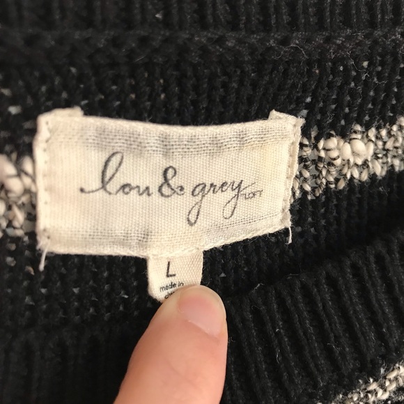 LOU & GREY Black Stripe Knit Sweater - Picture 6 of 7